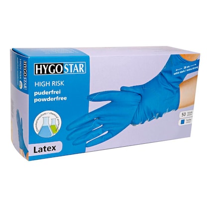 Artikelbild 2 für HYGOSTAR unisex Chemikalienschutzhandschuh High Risk blau Größe 9, 50 St., Artikelnummer 651537