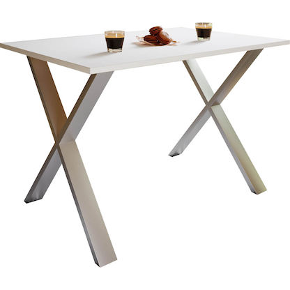 Artikelbild 15 für VCM my home Esstisch Xona weiß rechteckig, U-Fuß silber, 140,0 x 80,0 x 76,0 cm, Artikelnummer 526857