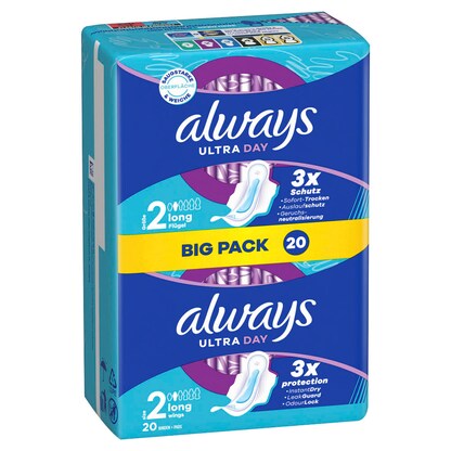 Artikelbild 5 für always Binden Ultra Day Long mit Flügeln für Frauen, 20 St., Artikelnummer 585418