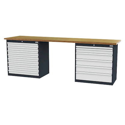 Artikelbild 7 für Simplaflex® Systemeinrichter Werkbank C-Line anthrazit, RAL 7016, lichtgrau, RAL 7035 14 Schubladen 250,0 x 60,0 x 96,0 cm, Artikelnummer 683959