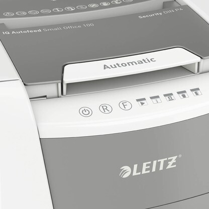Artikelbild 6 für AKTION: LEITZ IQ Autofeed Small Office 100 Aktenvernichter mit Partikelschnitt P-4, 4 x 28 mm, bis 100 Blatt, grau, Artikelnummer 420483