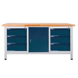 Artikelbild 1 für ADB Werkbank lichtgrau, anthrazitgrau 6 Schubladen 170,0 x 60,0 x 84,0 cm, Artikelnummer 204947