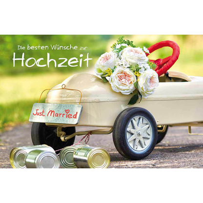 Artikelbild 2 für LUMA Glückwunschkarte Hochzeit Auto mit Dosen DIN B6, Artikelnummer 798383