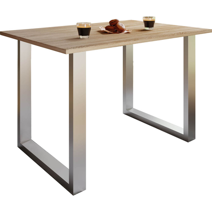 Artikelbild 4 für VCM my home Esstisch Xona sonoma-eiche rechteckig, U-Fuß silber, 140,0 x 50,0 x 76,0 cm, Artikelnummer 390704