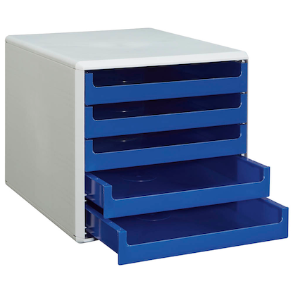 Artikelbild 2 für M&M Schubladenbox blau 30050911, DIN A4 mit 5 Schubladen, Artikelnummer 430934