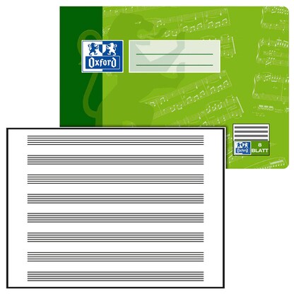 Artikelbild 4 für OXFORD Notenheft ohne Hilfslinien Lineatur 14 Notenlineatur DIN A5 ohne Rand, 8 Blatt, Artikelnummer 884472