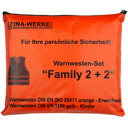 Artikelbild 2 für LEINA-WERKE unisex Warnwesten FAMILY 2+2 orange Einheitsgröße, Artikelnummer 601577