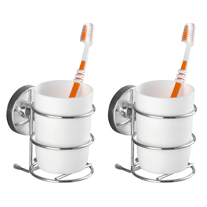 Artikelbild 22 für 2 WENKO Zahnputzbecher Milazzo silber, Artikelnummer 806887