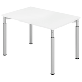 Artikelbild 1 für HAMMERBACHER Mirakel höhenverstellbarer Schreibtisch weiß rechteckig, 4-Fuß-Gestell silber 120,0 x 80,0 cm, Artikelnummer 998892