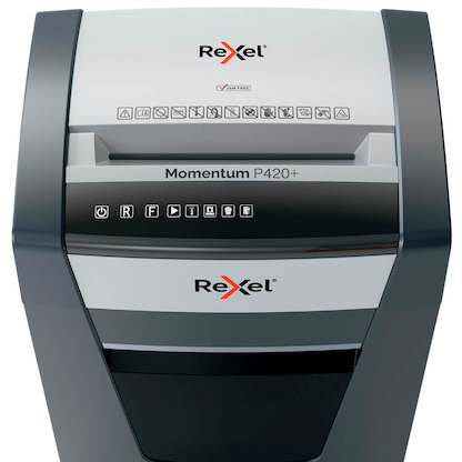 Artikelbild 11 für AKTION: Rexel Momentum P420+ Aktenvernichter mit Partikelschnitt P-4, 4 x 35 mm, bis 20 Blatt, grau mit 25 Euro CashBack, Artikelnummer 255689