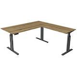Artikelbild 1 für Kerkmann Move 3 elegant elektrisch höhenverstellbarer Schreibtisch eiche L-Form, T-Fuß-Gestell grau 180,0 x 180,0 cm, Artikelnummer 488094