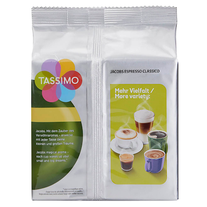 Artikelbild 5 für TASSIMO JACOBS ESPRESSO CLASSICO Kaffeediscs, Arabica- und Robustabohnen kräftig, 16 Portionen, Artikelnummer 971465