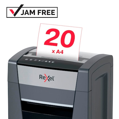 Artikelbild 7 für AKTION: Rexel Momentum P420+ Aktenvernichter mit Partikelschnitt P-4, 4 x 35 mm, bis 20 Blatt, grau mit 25 Euro CashBack, Artikelnummer 255689