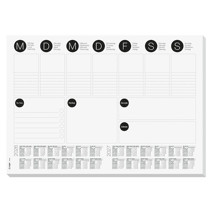 Artikelbild 22 für SIGEL Schreibtischunterlage WOCHENPLANER 2026/2027 schwarz/weiß Papier 42,0 x 29,7 cm, 30 Blatt, Artikelnummer 585283