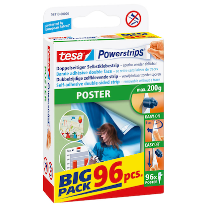 Artikelbild für tesa Powerstrips POSTER Klebestreifen für max. 200,0 g 1,5 x 4,5 cm, 96 St., Artikelnummer 570499