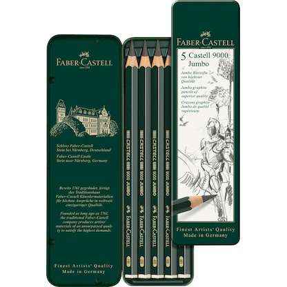 Artikelbild 7 für FABER-CASTELL 9000 Jumbo Bleistifte HB, 2B, 4B, 6B, 8B grün, 5 St., Artikelnummer 918532