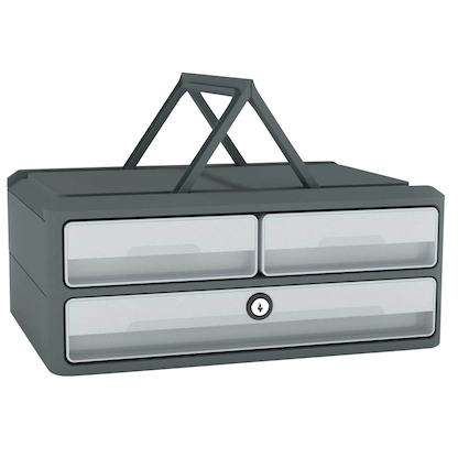 Artikelbild 2 für cep Schubladenbox MoovUp mit Schloss lichtgrau 1091216361, DIN A4 quer mit 3 Schubladen, Artikelnummer 431664