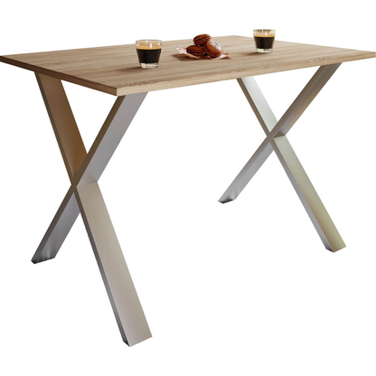 Artikelbild 9 für VCM my home Esstisch Xona sonoma-eiche rechteckig, U-Fuß silber, 140,0 x 50,0 x 76,0 cm, Artikelnummer 526477