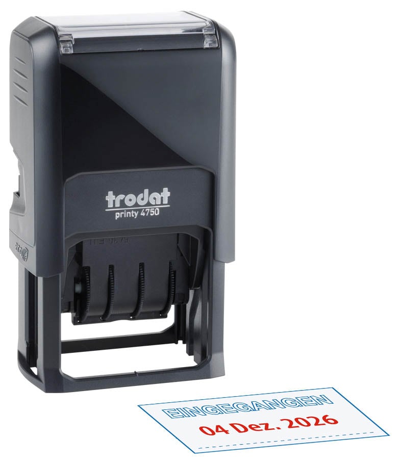 Sello De Fecha Trodat Printy 4750L GEBUCHT - Texto "Booked" Y Fecha, Tamaño 40x23 Mm, Tinta Azul/rojo