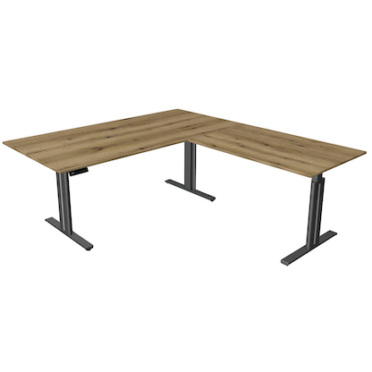 Artikelbild für Kerkmann Move 3 elegant elektrisch höhenverstellbarer Schreibtisch eiche L-Form, T-Fuß-Gestell grau 200,0 x 220,0 cm, Artikelnummer 488217