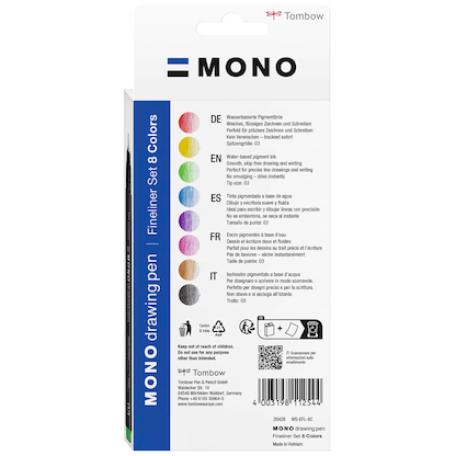 Artikelbild 2 für Tombow MONO Fineliner-Set farbsortiert 0,35 mm, 8 St., Artikelnummer 700912