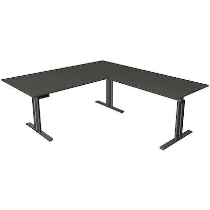 Artikelbild für Kerkmann Move 3 elegant elektrisch höhenverstellbarer Schreibtisch anthrazit L-Form, T-Fuß-Gestell grau 200,0 x 220,0 cm, Artikelnummer 488223