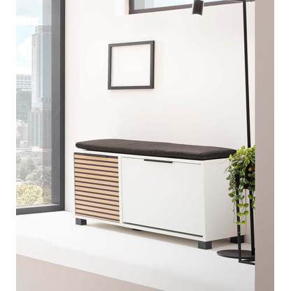 Artikelbild 7 für MÖBELPARTNER Schuhbank Loft 157169 weiß, Aktustikoptik Holz 98,4 cm, Artikelnummer 255147