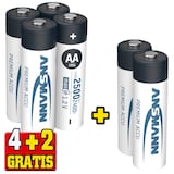 Artikelbild 1 für 4 + 2 GRATIS: 4 ANSMANN Akkus Photo Mignon AA 2.400 mAh + GRATIS 2 St., Artikelnummer 536370