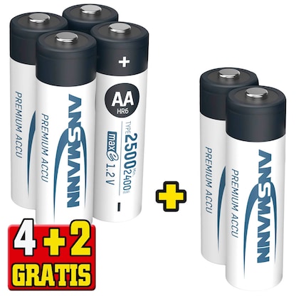 Artikelbild 6 für 4 + 2 GRATIS: 4 ANSMANN Akkus Photo Mignon AA 2.400 mAh + GRATIS 2 St., Artikelnummer 536370