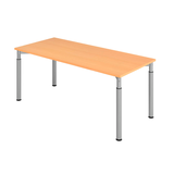 Artikelbild 1 für HAMMERBACHER YS19 höhenverstellbarer Schreibtisch buche rechteckig, 4-Fuß-Gestell silber 180,0 x 80,0 cm, Artikelnummer 998997