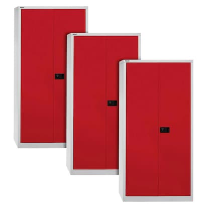Artikelbild für AKTION: 3 BISLEY Stahlschränke Universal E782A04506P3 lichtgrau, kardinalrot 91,4 x 40,0 x 195,0 cm, aufgebaut, Artikelnummer 102687