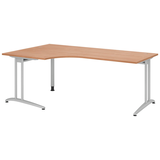 Artikelbild 1 für HAMMERBACHER BS82 Schreibtisch nussbaum L-Form, C-Fuß-Gestell silber 200,0 x 80,0/120,0 cm, Artikelnummer 864379