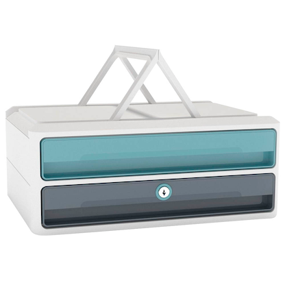 Artikelbild 2 für cep Schubladenbox MoovUp mit Schloss mint, grau 1091112961, DIN A4 quer mit 2 Schubladen, Artikelnummer 431811