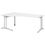 Artikelbild 1 für HAMMERBACHER BS82 Schreibtisch weiß L-Form, C-Fuß-Gestell silber 200,0 x 80,0/120,0 cm, Artikelnummer 859658
