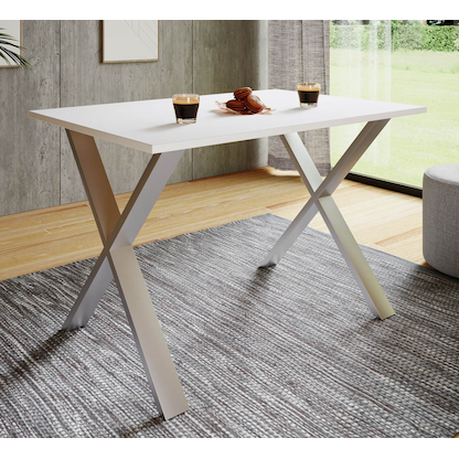 Artikelbild 3 für VCM my home Esstisch Xona weiß rechteckig, U-Fuß silber, 140,0 x 80,0 x 76,0 cm, Artikelnummer 526857