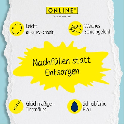 Artikelbild 3 für ONLINE® magiXX Tintenpatronen für Füller blau 3x 3 St., Artikelnummer 709236