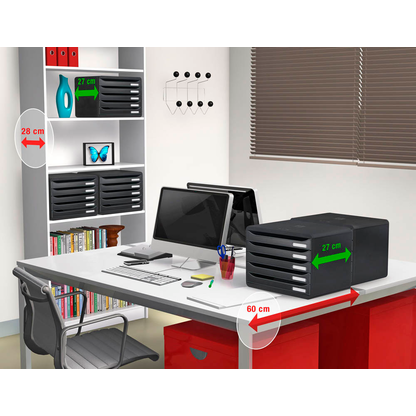 Artikelbild 2 für Exacompta Schubladenbox Big-Box Plus quer Classic schwarz 308714D, DIN A4 quer mit 5 Schubladen, Artikelnummer 460225