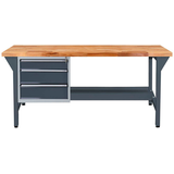 Artikelbild 1 für ADB Werkbank anthrazitgrau, lichtgrau 3 Schubladen 150,0 x 75,0 x 85,0 cm, Artikelnummer 204809
