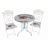 Artikelbild 1 für Garden Pleasure Sitzgruppe FLORAL, weiß Metall, 3-teilig, Artikelnummer 309987