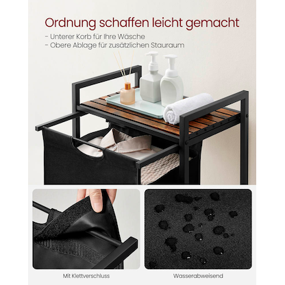 Artikelbild 5 für VASAGLE Wäschekorb braun, schwarz, Artikelnummer 438859