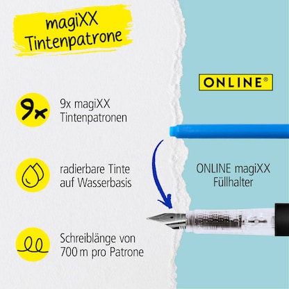 Artikelbild 4 für ONLINE® magiXX Tintenpatronen für Füller blau 3x 3 St., Artikelnummer 709236