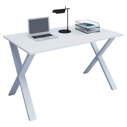 Artikelbild für VCM my office Lona Schreibtisch weiß rechteckig, X-Fuß-Gestell silber 110,0 x 80,0 cm, Artikelnummer 906091