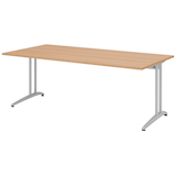 Artikelbild 1 für HAMMERBACHER BS2E Schreibtisch eiche rechteckig, C-Fuß-Gestell silber 200,0 x 100,0 cm, Artikelnummer 860888