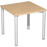 Artikelbild 1 für geramöbel Flex Schreibtisch buche, silber quadratisch, 4-Fuß-Gestell silber 80,0 x 80,0 cm, Artikelnummer 880409