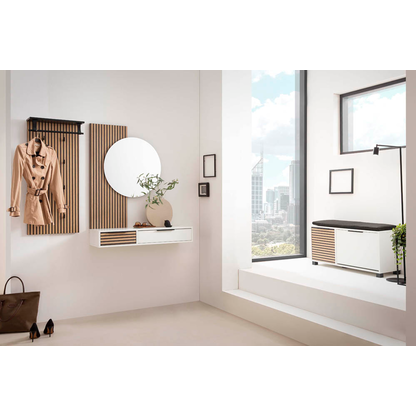 Artikelbild 8 für MÖBELPARTNER Schuhbank Loft 157169 weiß, Aktustikoptik Holz 98,4 cm, Artikelnummer 255147