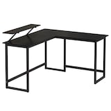 Artikelbild 1 für VASAGLE Schreibtisch schwarz L-Form, O-Fuß-Gestell schwarz 130,0 / 140,0 x 50,0 cm, Artikelnummer 290579