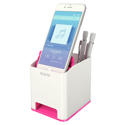 Artikelbild für AKTION: LEITZ Stiftehalter WOW Duo Colour perlweiß/pink Polystyrol 2 Fächer 9,0 x 10,1 x 10,0 cm mit Prämie nach Registrierung, Artikelnummer 313573