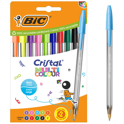 Artikelbild 5 für BIC Kugelschreiber CRISTAL MULTICO transparent, Schreibfarbe: farbsortiert, 10 St., Artikelnummer 500324
