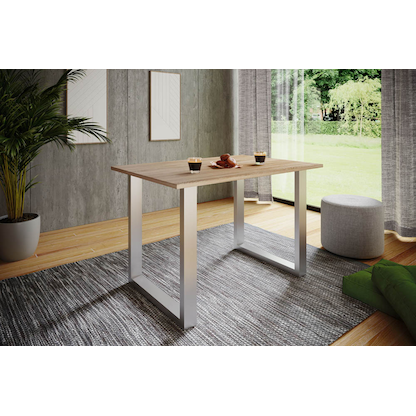 Artikelbild 3 für VCM my home Esstisch Xona sonoma-eiche rechteckig, U-Fuß silber, 140,0 x 50,0 x 76,0 cm, Artikelnummer 390704