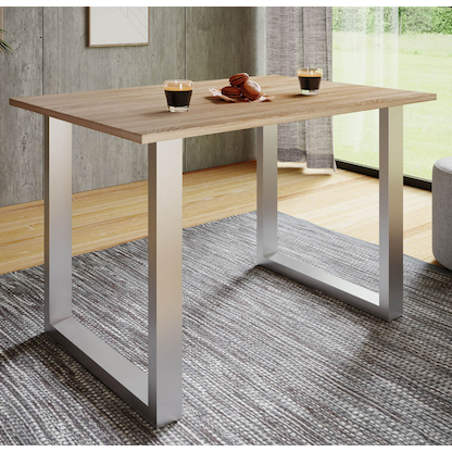 Artikelbild 4 für VCM my home Esstisch Xona sonoma-eiche rechteckig, U-Fuß silber, 140,0 x 50,0 x 76,0 cm, Artikelnummer 390704